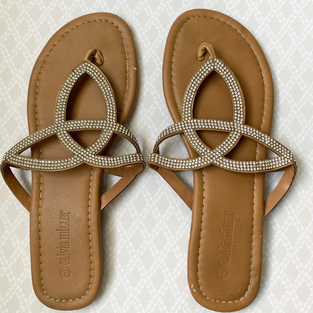 Olivia Miller Rhinestone Sandals | 7